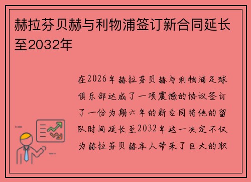 赫拉芬贝赫与利物浦签订新合同延长至2032年 赫拉芬贝赫与利物浦签订新合同延长至2032年